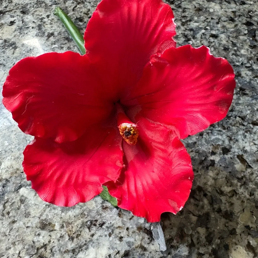 Vintage Capodiment Fabar Vibrant Red Hibiscus Flower made in Italy